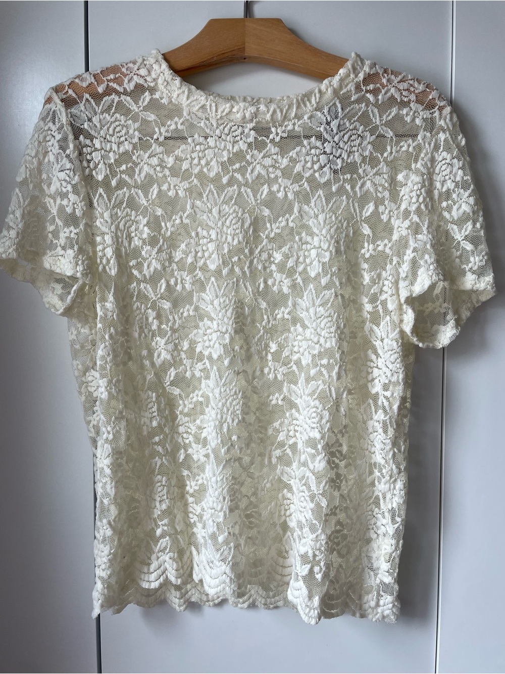 Revamped Ivory Floral Lace Short Sleeve Top